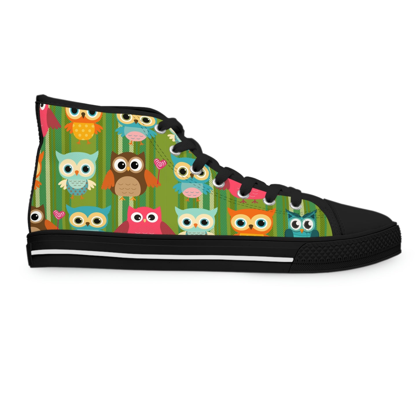 Owls Women's High Top Canvas Shoes - Sneakers - Black - Right