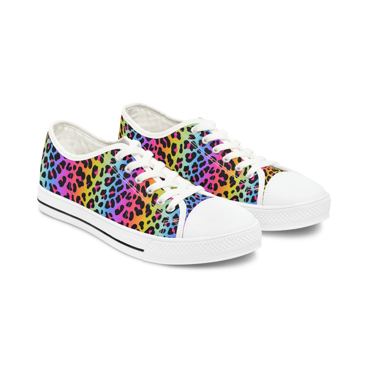 Rainbow Women's Low Top Canvas Shoes - Sneakers - White - Left and Right