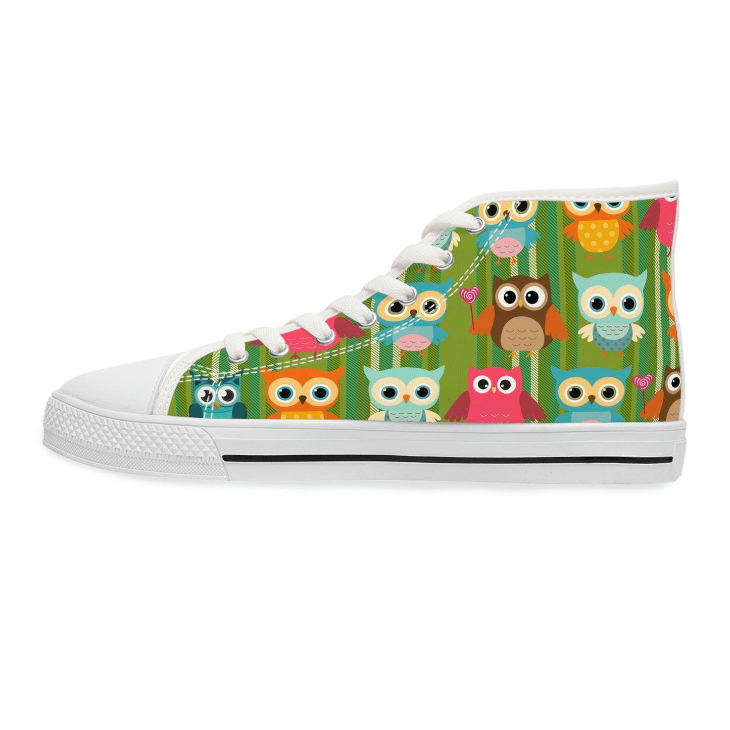 Owls Women's High Top Canvas Shoes - Sneakers - White - Left