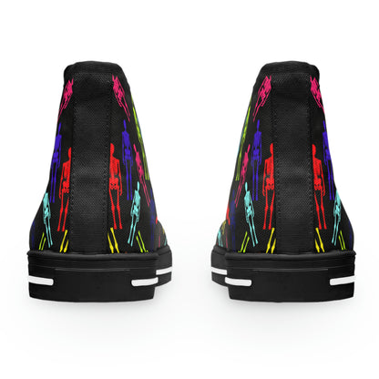 Skeletons Women's High Top Canvas Shoes - Sneakers - Black - Back