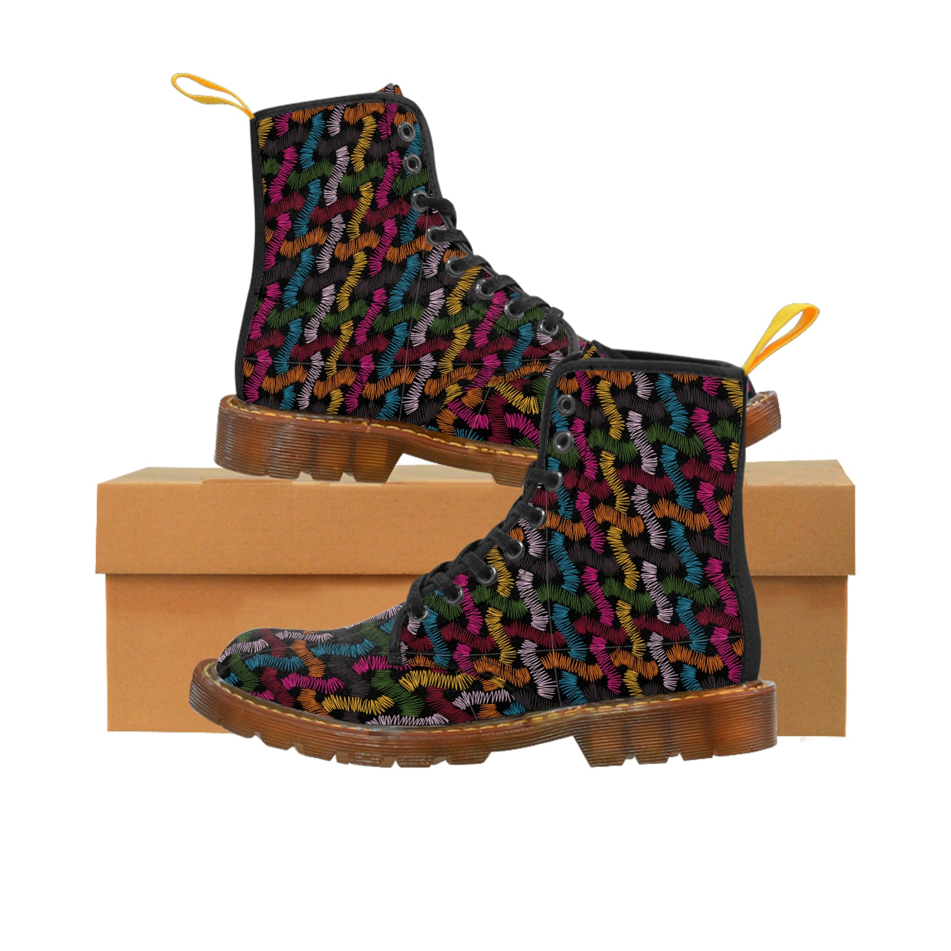 Colourful Patterns Women's Canvas Boots - Women’s Boots - Brown