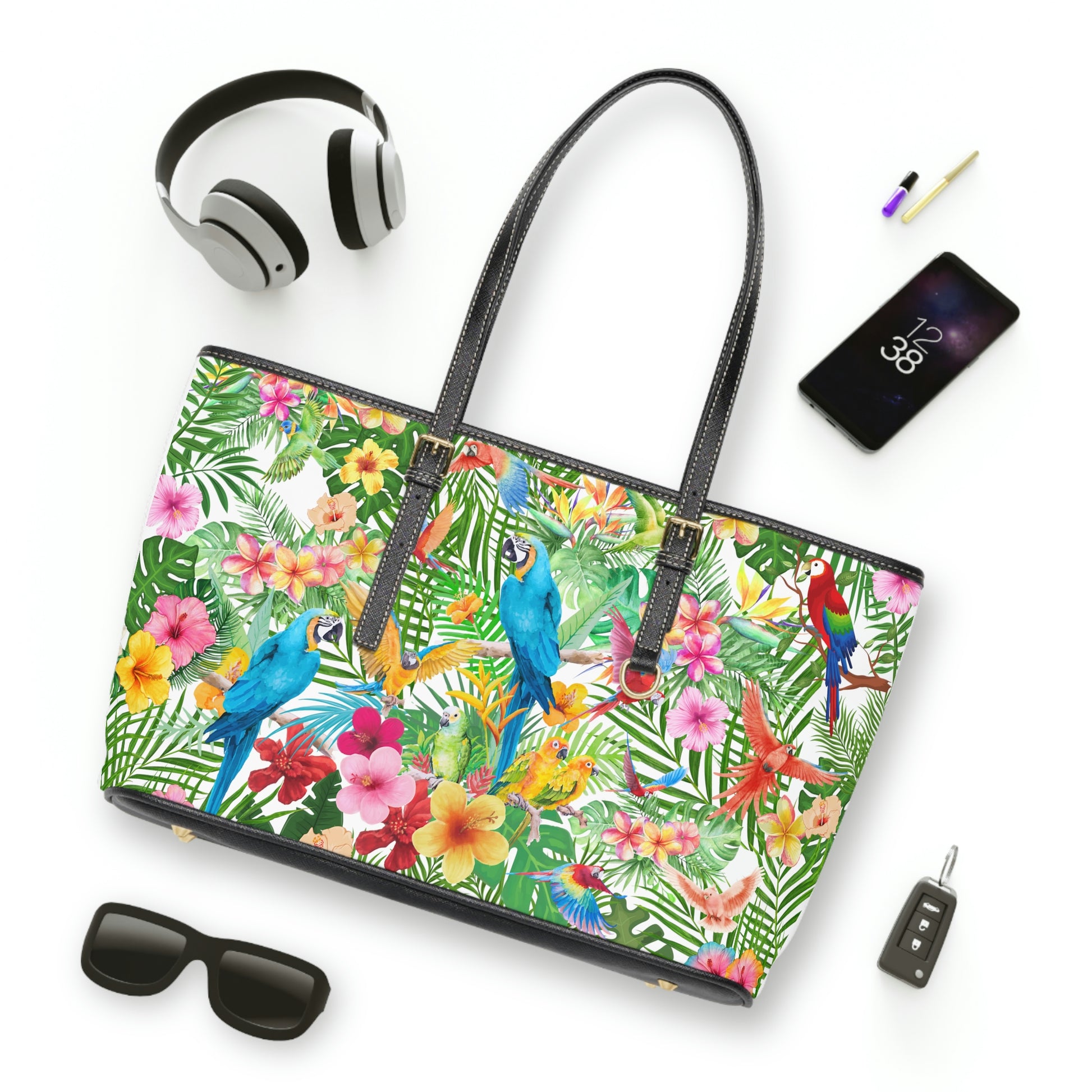 Hawaiian PU Leather Shoulder Bag - Leather Tote Bag