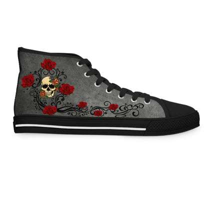 Skull&amp;Roses Women's High Top Canvas Shoes - Sneakers - Black - Right