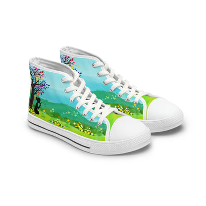 Spring At The Field Women's High Top Canvas Shoes - Sneakers - White