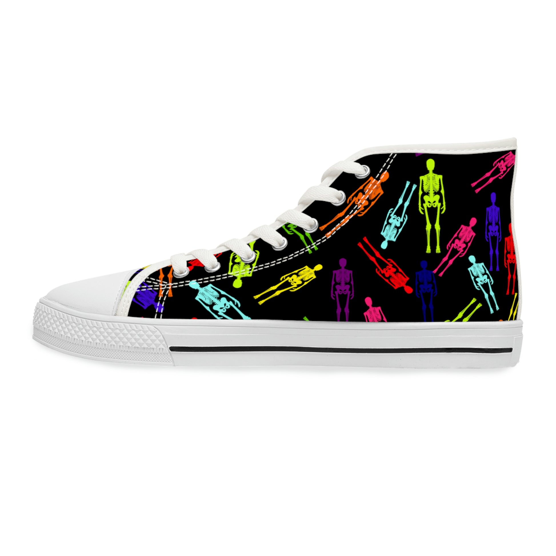 Skeletons Women's High Top Canvas Shoes - Sneakers - White - Left