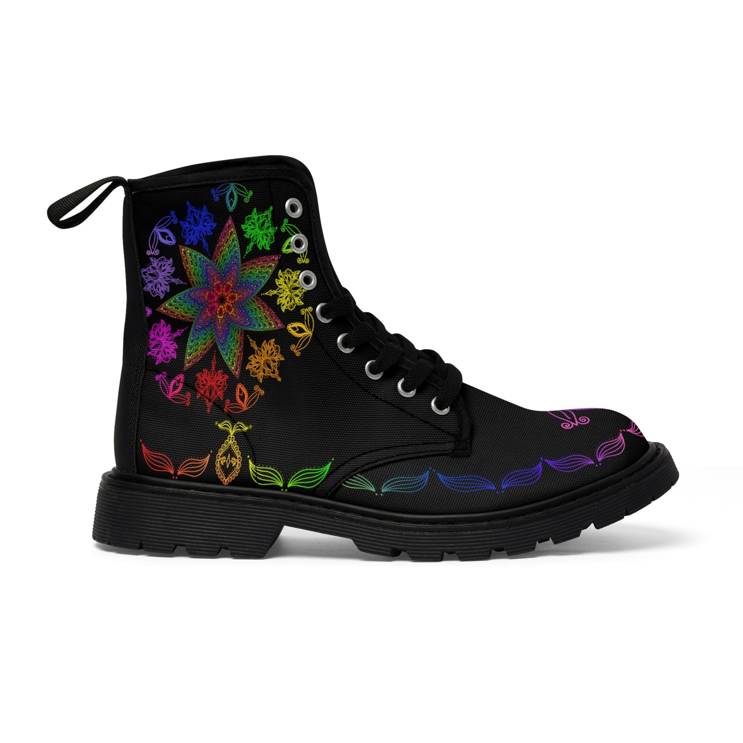 Mandala Women's Canvas Boots - Women’s Boots - Black - Right