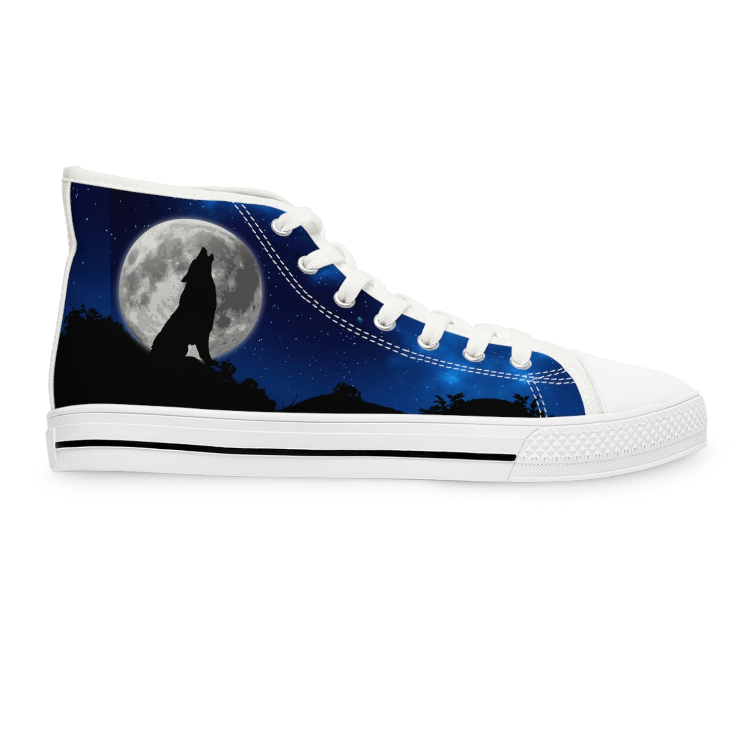 Full Moon Women's High Top Canvas Shoes - Sneakers - White - Right