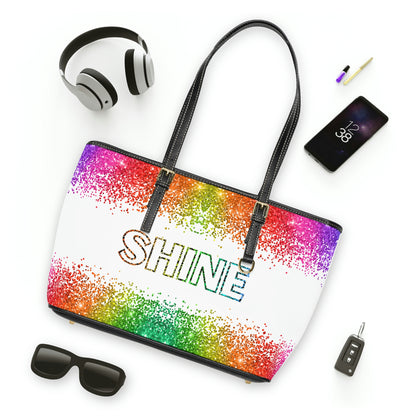 Shine PU Leather Shoulder Bag - Leather Tote Bag - Stylish Tote Bag