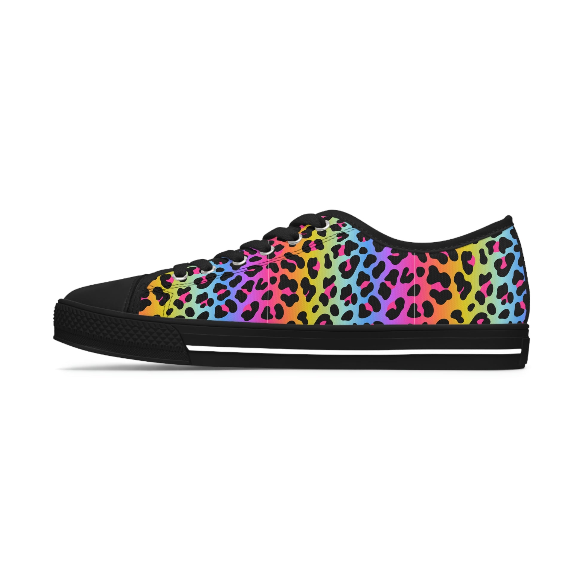 Rainbow Women's Low Top Canvas Shoes - Sneakers - Black - Left