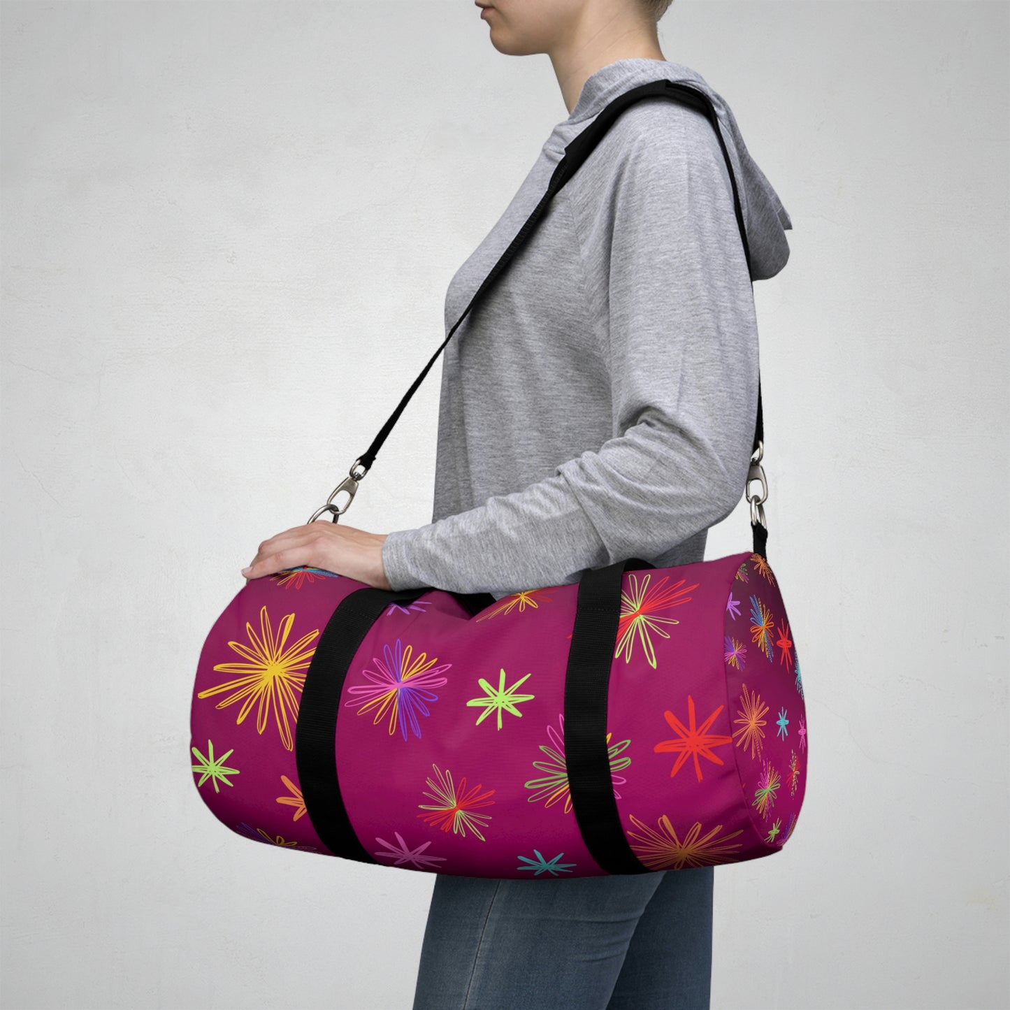 Floral Duffel Bag - Shoulder Bag - Gym Bag - On The Go