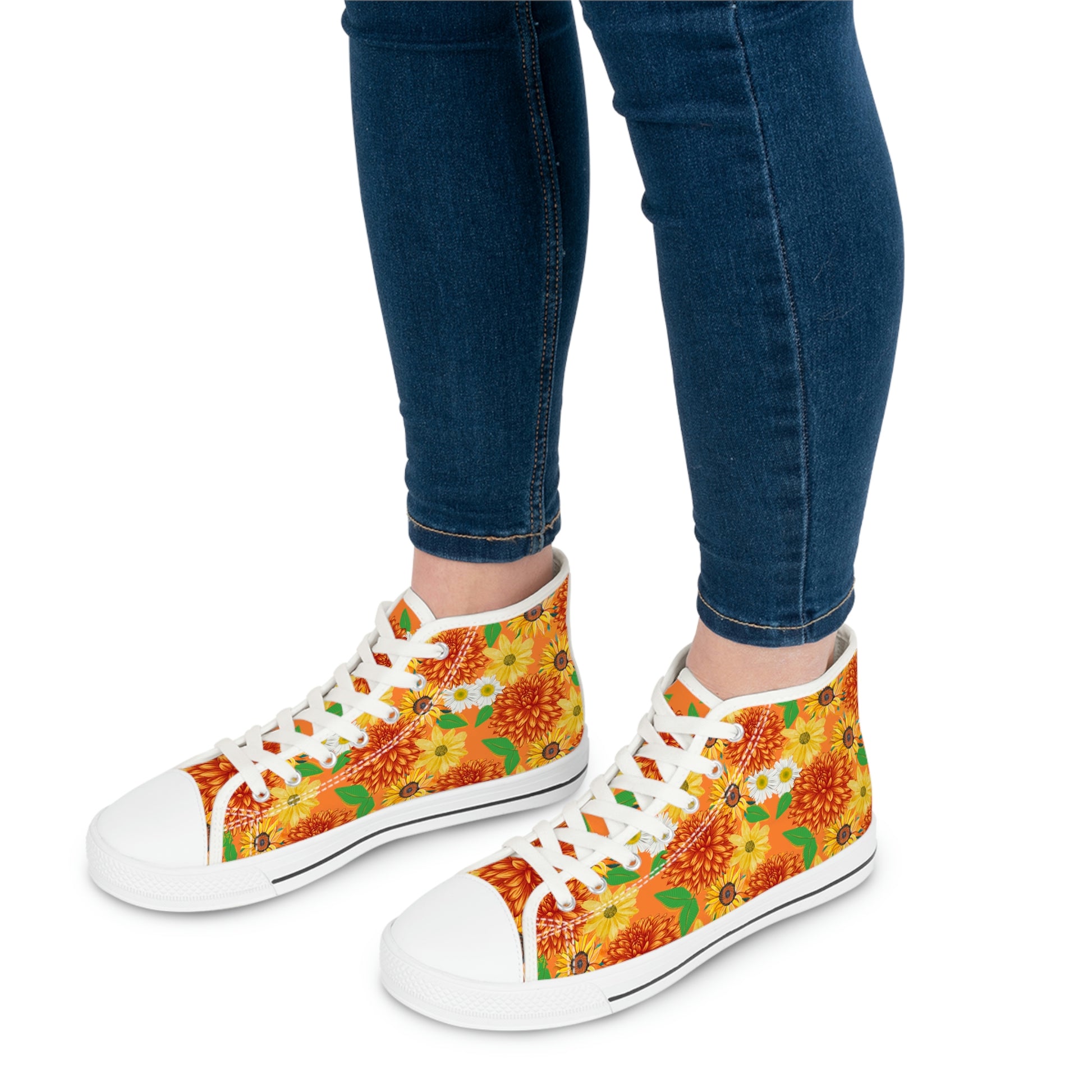 Sunflowers Women's High Top Canvas Shoes - Sneakers - White - On The Go