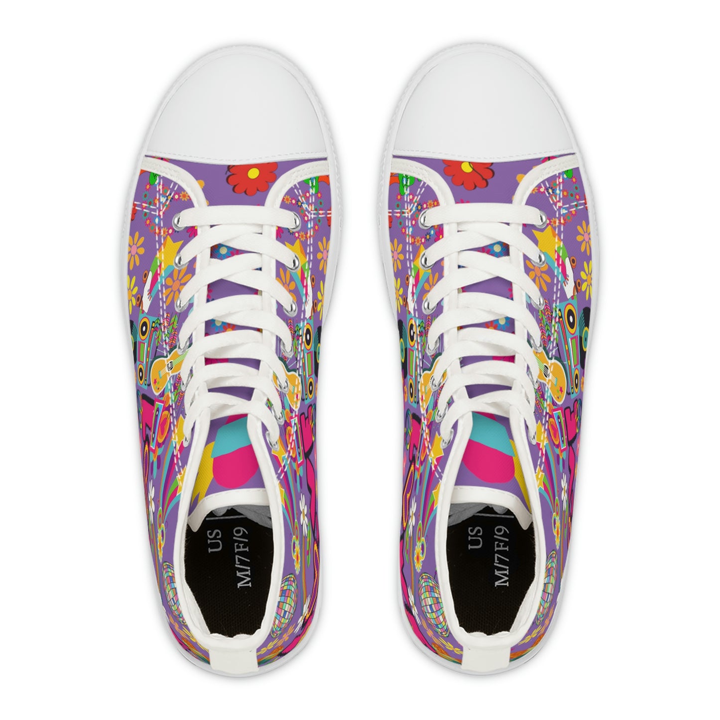 Hippie Love Women's High Top Canvas Shoes - Sneakers - White - Top